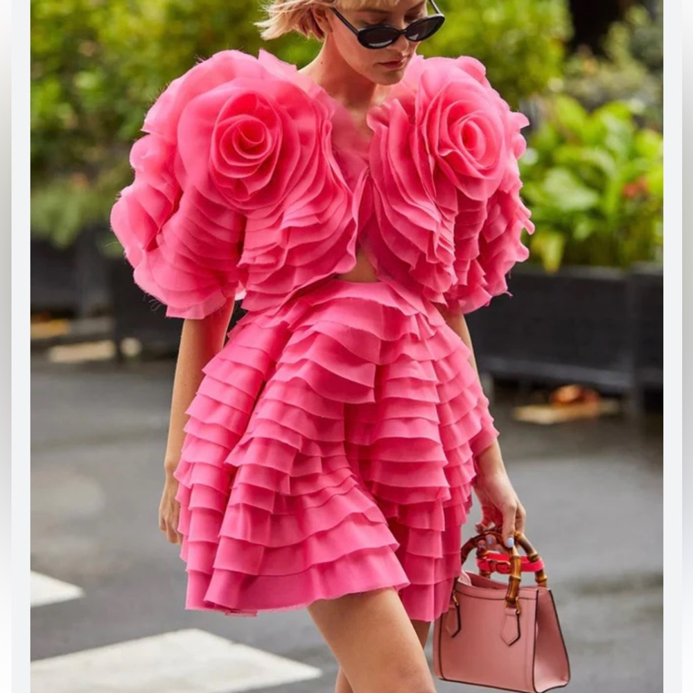 NWOT Aje Pink Ruffled Dress